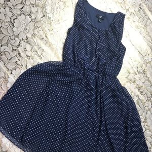 IZ Byer navy & White polka dot dress Sz Small